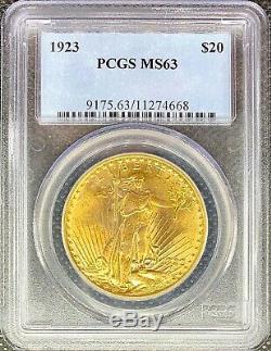 1923 $20 Saint Gaudens Gold American Double Eagle MS63 PCGS Lustrous Gold Coin