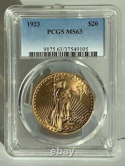 1923 $20 Saint Gaudens Gold Double Eagle PCGS MS63! 37549105