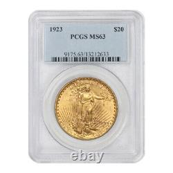 1923 $20 Saint Gaudens PCGS MS63 Gold Double Eagle Choice graded coin LUSTROUS