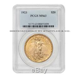 1923 $20 Saint Gaudens PCGS MS63 Gold Double Eagle Choice graded coin LUSTROUS