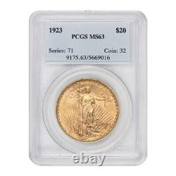 1923 $20 Saint Gaudens PCGS MS63 Philadelphia Minted Gold Double Eagle Coin