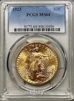 1923 $20 St Gaudens Gold Double Eagle PCGS MS 64