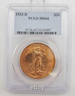 1923 D $20 Saint Gaudens Double Eagle Pre33 Us Gold Coin PCGS Ms64