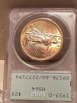 1923-D $20 St Gaudens Double Eagle PCGS MS 64 Old Green Rattler Holder Video