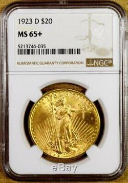 1923-D NGC MS65+ $20 Saint Gaudens Gold Double Eagle