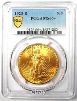 1923-D Saint Gaudens Gold Double Eagle $20 PCGS MS66+ Plus Grade $9000 Value