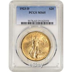 1923-D US Gold $20 Saint-Gaudens Double Eagle PCGS MS65