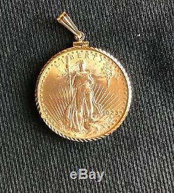 1923 Saint Gaudens $20 Double Eagle With 14 K Bezel Beautiful Coin