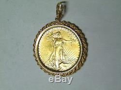 1923 Saint-Gaudens $20 Gold Double Eagle In Fancy 14k Gold Rope Bezel Coin Frame