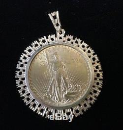 1923 St Gaudens Double Eagle Gold Coin Necklace Pendant in 14k Gold Bezel
