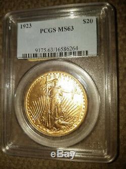 1923 U. S. Twenty Dollar Gold Piece, MS-63, With Motto, St. Gaudens, Double Eagle