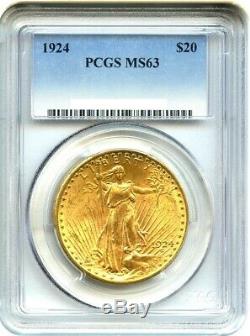 1924 $20.00 Gold Saint Gauden Double Eagle Pcgs Ms63