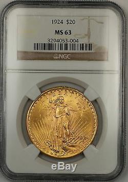 1924 $20 Dollar St. Gaudens Double Eagle Gold Coin NGC MS-63 AMT (AK)