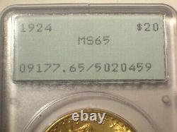 1924 $20 GOLD PCGS MS65 OGH RATTLER St. SAINT GAUDENS DOUBLE EAGLE $3,500+