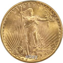 1924 $20 Gold Saint Gaudens Double Eagle CACG MS65+ Lustrous Coin, PQ+
