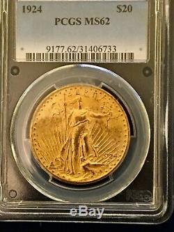 1924 $20 Gold Saint Gaudens Double Eagle PCGS MS62