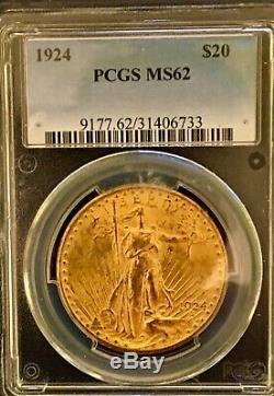 1924 $20 Gold Saint Gaudens Double Eagle PCGS MS62