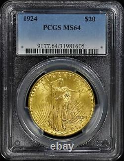 1924 $20 Gold Saint Gaudens Double Eagle PCGS MS64