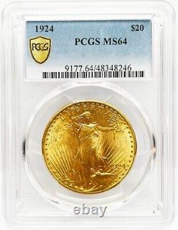 1924 $20 Gold Saint Gaudens Double Eagle, PCGS, graded MS64 Choice strike