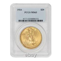 1924 $20 Gold Saint Gaudens PCGS MS63 Choice Graded Double Eagle Philadelphia