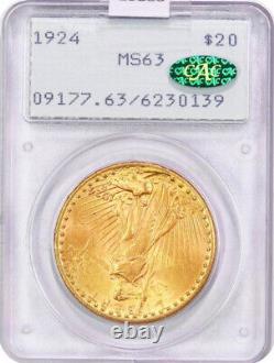 1924 $20 Gold Saint Gaudens PCGS Rattler MS63 CAC Double Eagle 230139