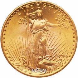 1924 $20 Gold Saint Gaudens PCGS Rattler MS63 CAC Double Eagle 268613