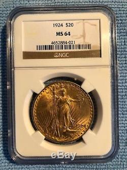 1924 $20 Gold St. Gaudens Double Eagle, Graded MS64 by NGC. True Auction! Nice