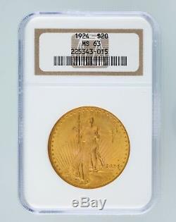 1924 $20 Gold St. Gaudens Double Eagle Graded by NGC as MS63! Gorgeous Gold Coin