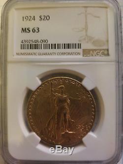 1924 $20 Gold St. Gaudens Double Eagle NGC MS 63
