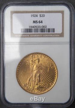 1924 $20 Gold St. Gaudens Double Eagle NGC MS64