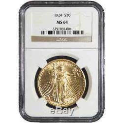 1924 $20 Gold St. Gaudens Double Eagle NGC MS64 Brown Label