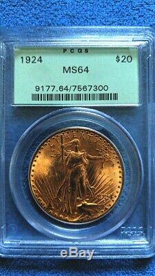 1924 $20 NGC MS 64 St. Gaudens Gold Double Eagle, Near GEM Uncirculated Saint