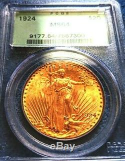 1924 $20 NGC MS 64 St. Gaudens Gold Double Eagle, Near GEM Uncirculated Saint
