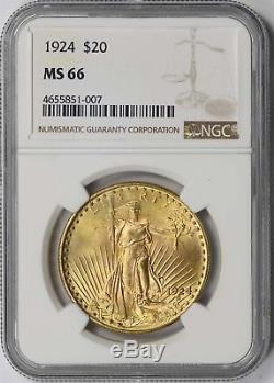 1924 $20 NGC MS 66 Saint-Gaudens Gold Double Eagle