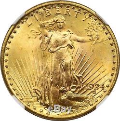 1924 $20 NGC MS 66 Saint-Gaudens Gold Double Eagle
