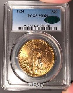 1924 $20 PCGS MS 64 CAC St. Gauden's Gold Double Eagle