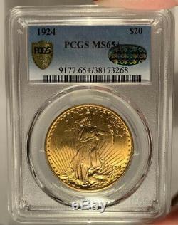 1924 $20 PCGS MS 65+ CAC St. Gaudens Gold Double Eagle