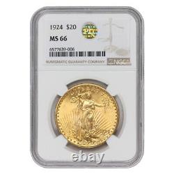 1924 $20 Saint Gaudens Double Eagle NGC MS66 Gem graded PQ Approved gold coin