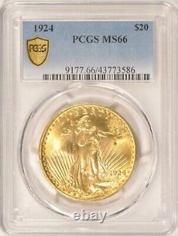 1924 $20 Saint Gaudens Gold Double Eagle Coin PCGS MS66 Pre-1933 Gold