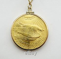 1924 $20 Saint-Gaudens Gold Double Eagle Coin Pendant, 10K Yellow Gold Bezel