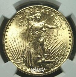 1924 $20 Saint Gaudens Gold Double Eagle GRADED NGC MS64 High Grade and Lustrous
