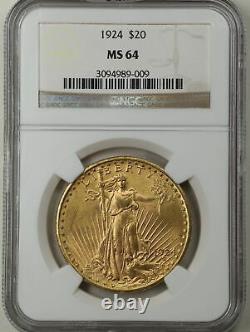 1924 $20 Saint-Gaudens Gold Double Eagle MS64 NGC 3094989-009