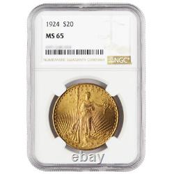 1924 $20 Saint Gaudens Gold Double Eagle NGC MS65 Brown Label
