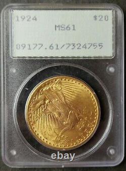 1924 $20 Saint Gaudens Gold Double Eagle PCGS MS61