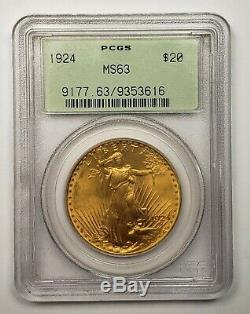 1924 $20 Saint-Gaudens Gold Double Eagle PCGS MS63