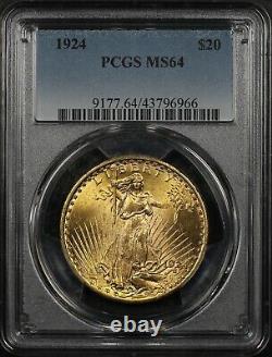 1924 $20 Saint Gaudens Gold Double Eagle PCGS MS64! 43796966