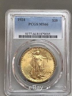 1924 $20 Saint Gaudens Gold Double Eagle PCGS MS66! 81879095
