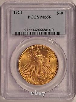 1924 $20 Saint Gaudens Gold Double Eagle PCGS MS66 Pre-33 Gold
