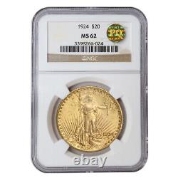 1924 $20 Saint Gaudens NGC MS62 PQ Approved Philadelphia Gold Double Eagle coin
