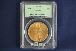1924 $20 Saint St. Gaudens Gold Double Eagle PCGS MS 63